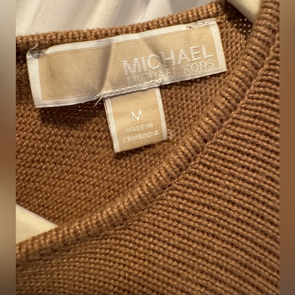 Michael Kors Camel Color Knit Sweater with Gold Back Zip, Size M - Picture 4 of 5